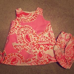 Lily Pulitzer hot pink baby dress with bottoms